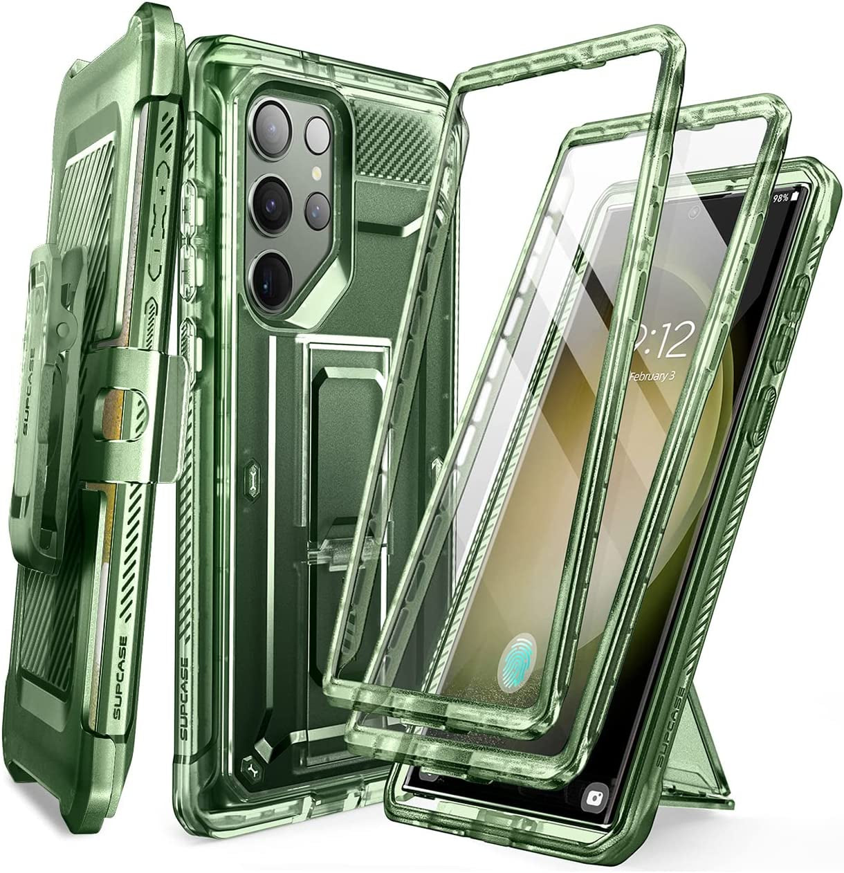 SUPCASE Unicorn Beetle Pro Case for Samsung Galaxy S23 Ultra 5G (2023), [Extra Front Frame] Full-Body Dual Layer Rugged Belt-Clip & Kickstand Case with Built-In Screen Protector (Frostblue)  SUPCASE Frostgreen  