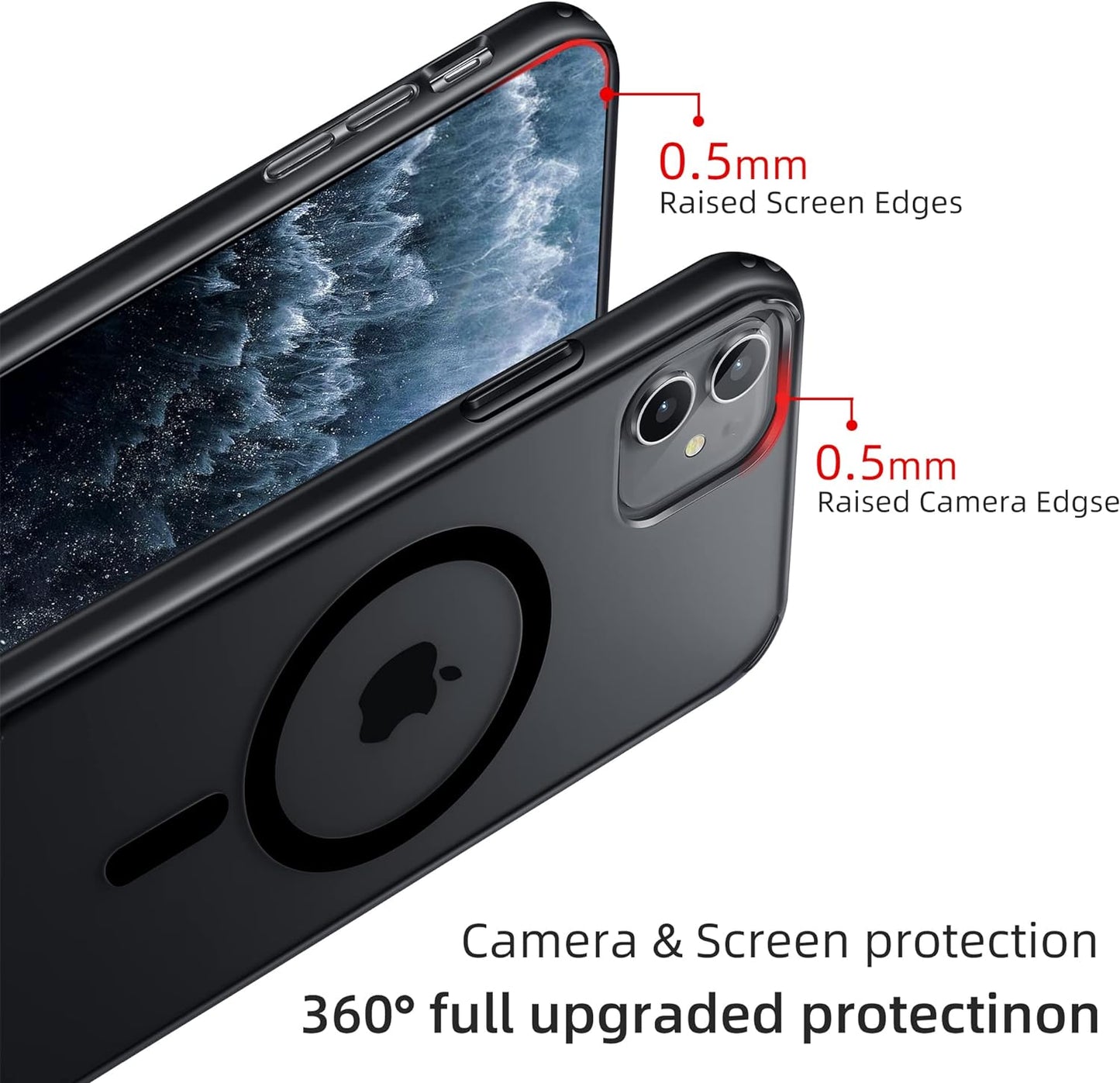 Yriklso for Iphone 11 Magnetic Case, Built in Magnets Compatible with Magsafe, Translucent Matte Hard PC Back Cover + Soft TPU Frame Slim Bumper Case for Iphone 11 （6.1"）,Black  Yriklso   