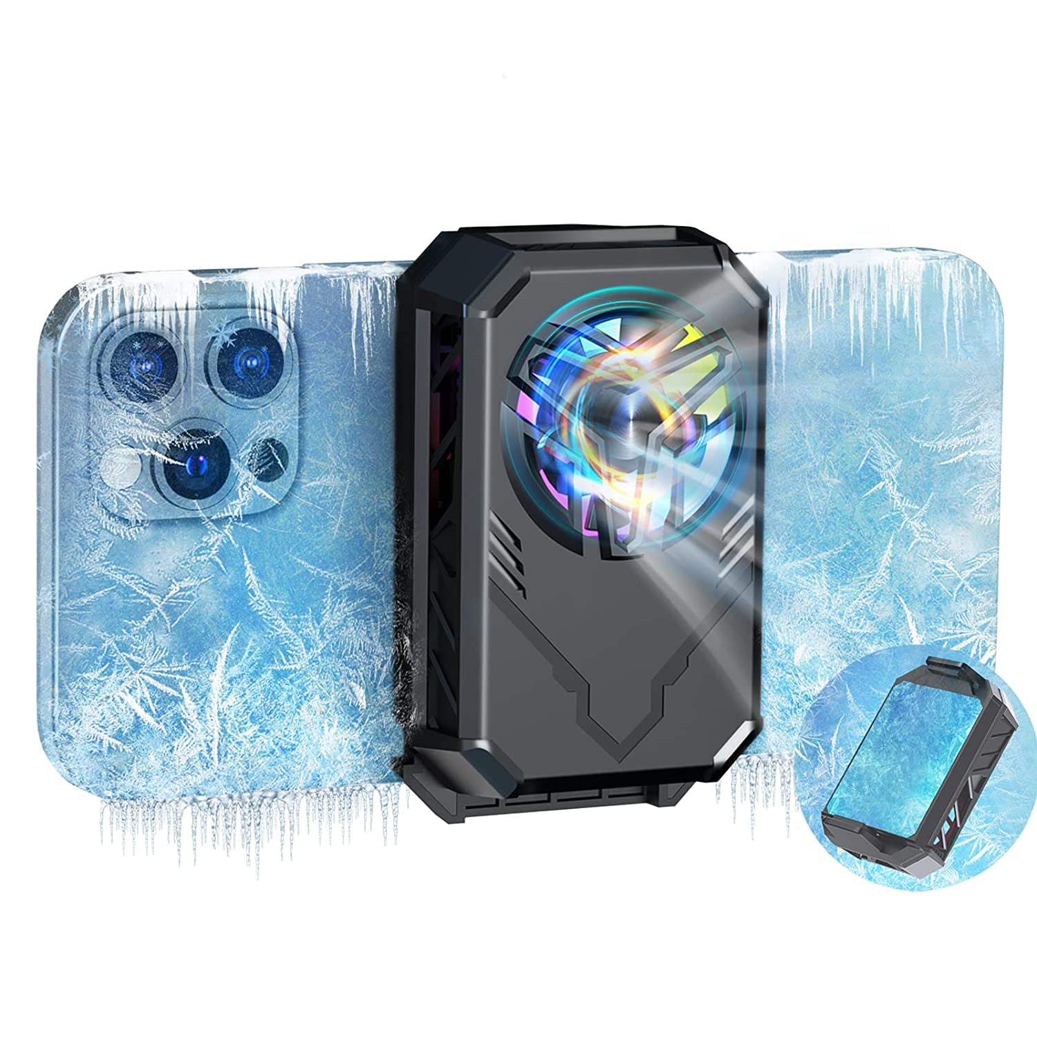 Phone Cooler Semiconductor Radiator Keep Phone Cool and Fast, Phone Cooling Fan for Gaming PUBG Live Broadcast, 4-7.5Inches Iphone/Android Cellphone Cooler, Noiseless Portable Phone Cooling Case  Yevheniys   