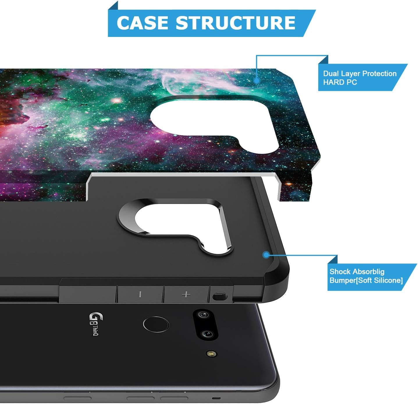 GORGCASE Phone Case Compatible for LG G8 Thinq Case, LG G8 2019 Slim Thin Fashion Design Classy Hard Pc TPU Bumper Cute Dual Layer Shock-Proof Man Girl Women Armor Drop Protective Cover Galaxy Star  GORGCASE   