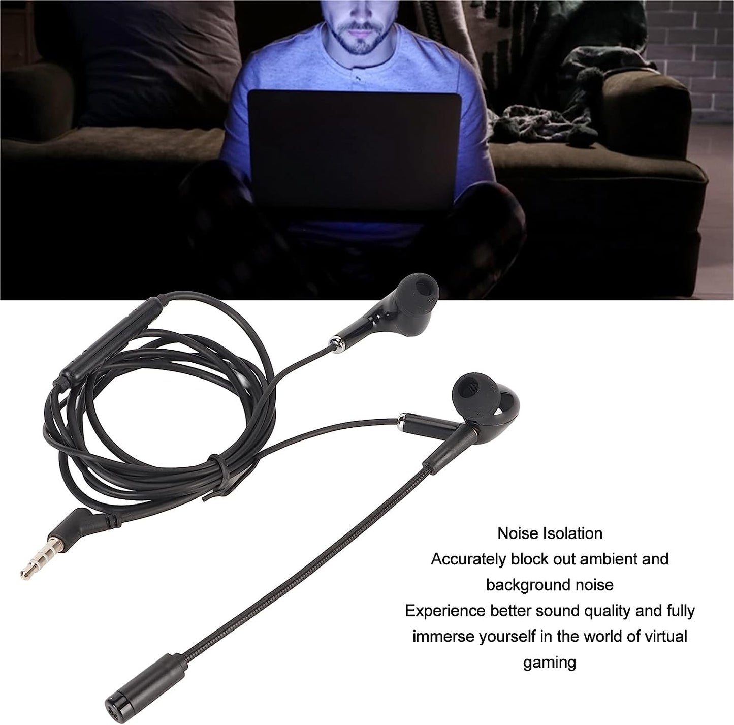 Gaming Headset Noise Canceling Silicone Headphones Multi Function Buttons Adjustable Microphone 3.5Mm Gaming Headphones for Smartphone for Laptop  FOTABPYTI   