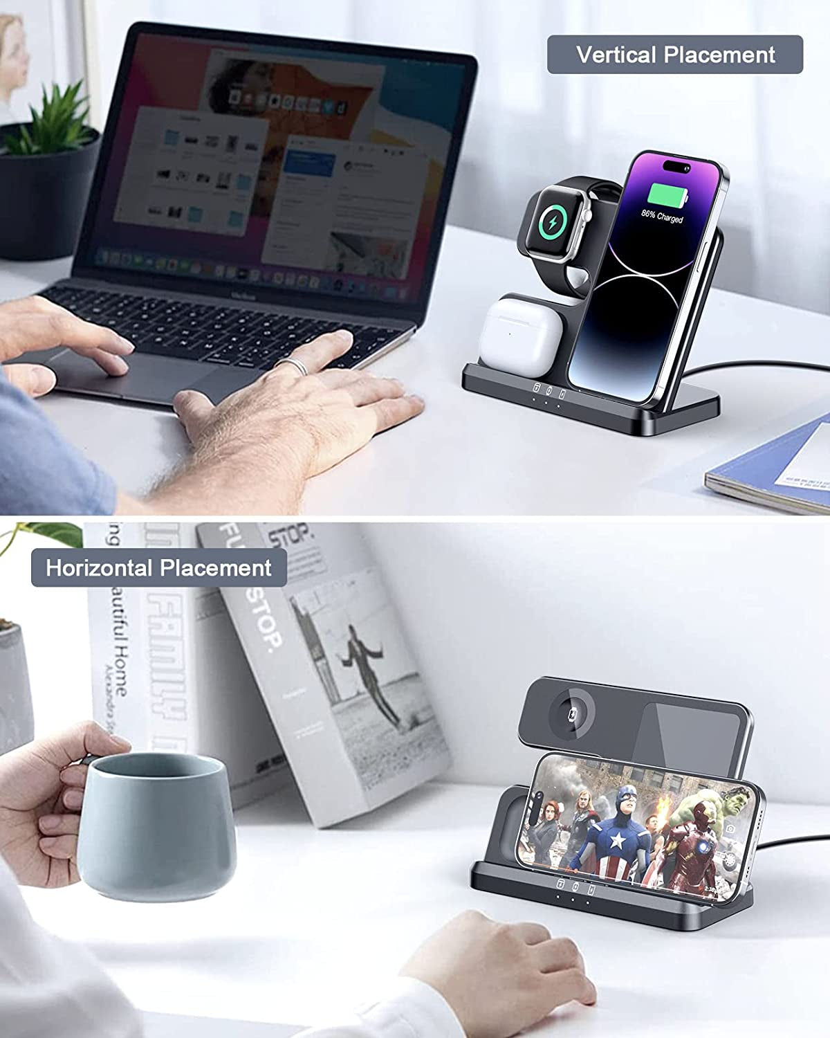 𝟮𝟬𝟮𝟯 𝗡𝗲𝘄 Wireless Charging Station 3 in 1 Wireless Charger for Iphone 14 13 12 11 Pro Max/X/8 Charging Station for Multiple Devices for Apple Watch Ultra SE 8 7 6 5 4 3 2 for Airpods Pro 3 2  Guanyu(Dongguan) Intelligent Technology Co.,Ltd   