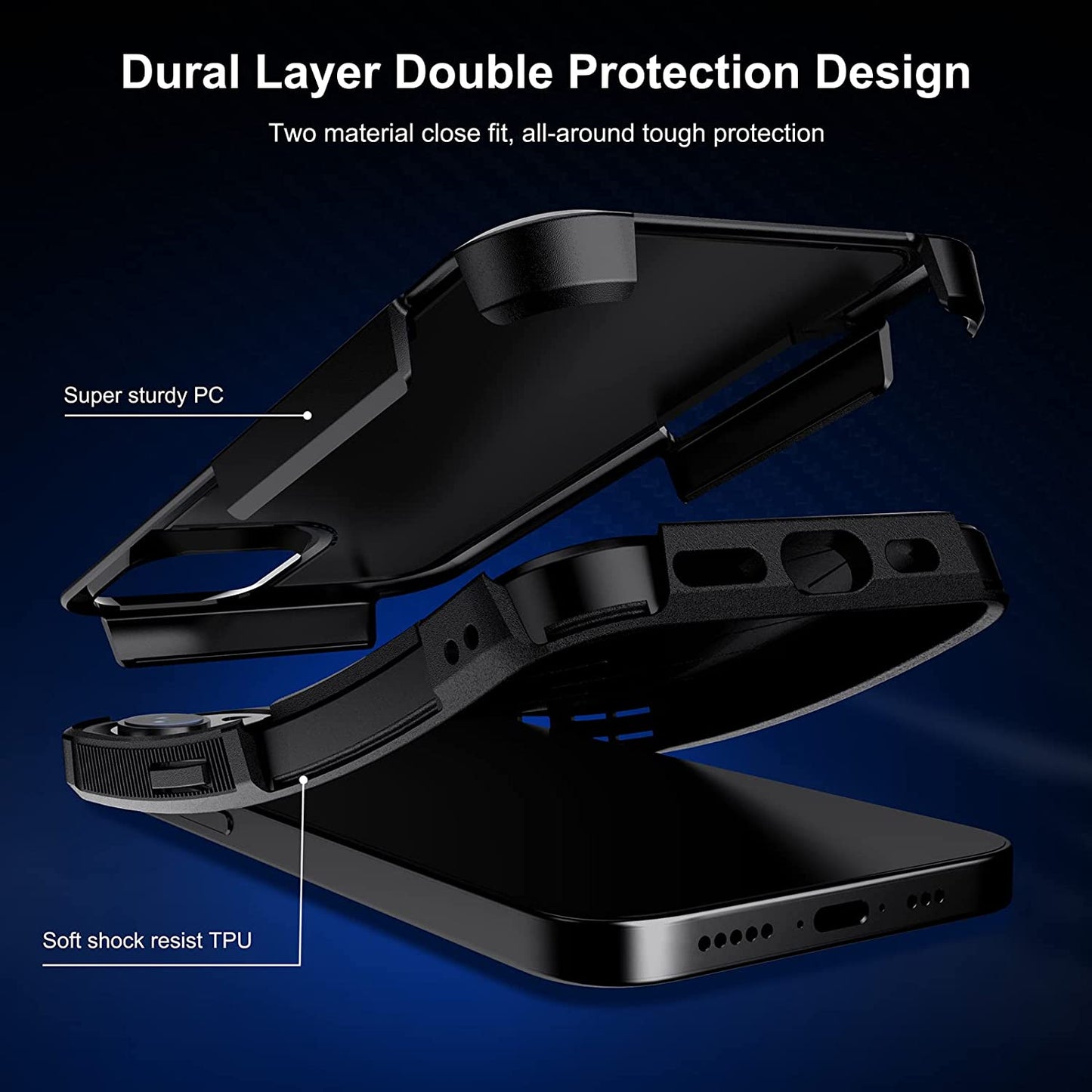 BOJEEL for Iphone 14 Pro Max Case, Dual Layer Full-Body Shockproof Case Cover Compatiable with Iphone 14 Pro Max 6.7 Inch(Black)  Fab-chain Service Co., Ltd.   