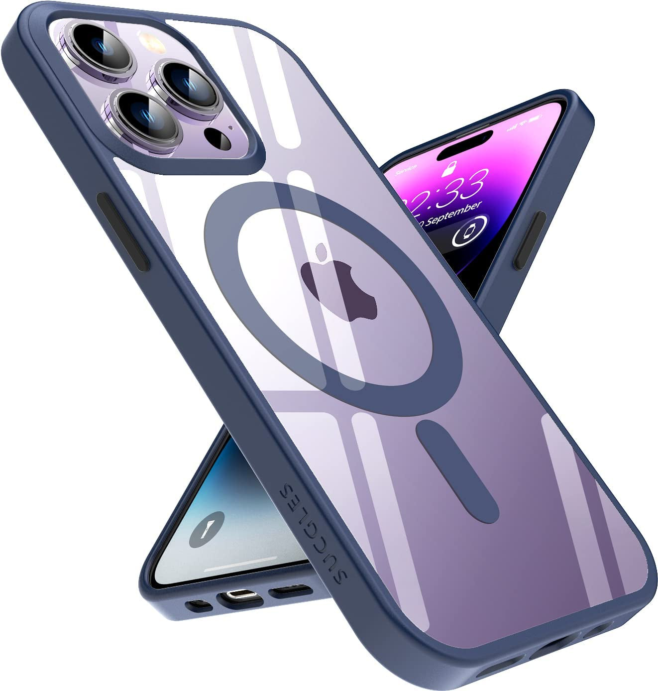 [2023 New] for Iphone 14 Pro Case with Magsafe, [Strong Magnet] [Non-Yellowing] [Military Grade Protection] Magnetic Slim Fit Bumper Mag Safe Thin Phone Cover for (Apple 14Pro, Clear Blue)  Gotrays Gavin LLC   