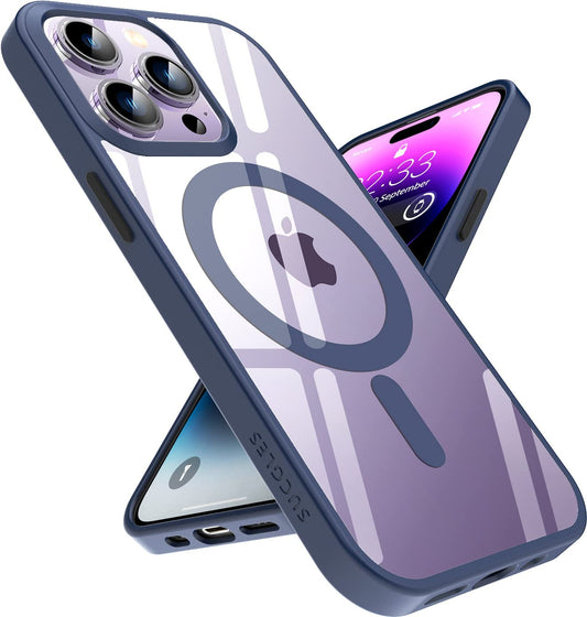 [2023 New] for Iphone 14 Pro Case with Magsafe, [Strong Magnet] [Non-Yellowing] [Military Grade Protection] Magnetic Slim Fit Bumper Mag Safe Thin Phone Cover for (Apple 14Pro, Clear Blue)  Gotrays Gavin LLC   