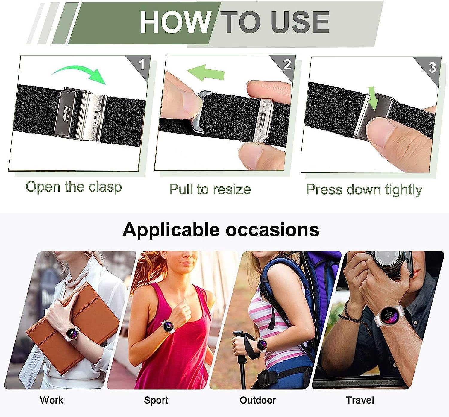 Krudary Nylon Elastic Watch Bands Compatible with Garmin Venu/Venu Sq, 20Mm Adjustable Fabric Breathable Soft Stretch Bracelet Strap for Garmin Vivoactive 3, Vivomove Hr/Style/Luxe  Krudary   