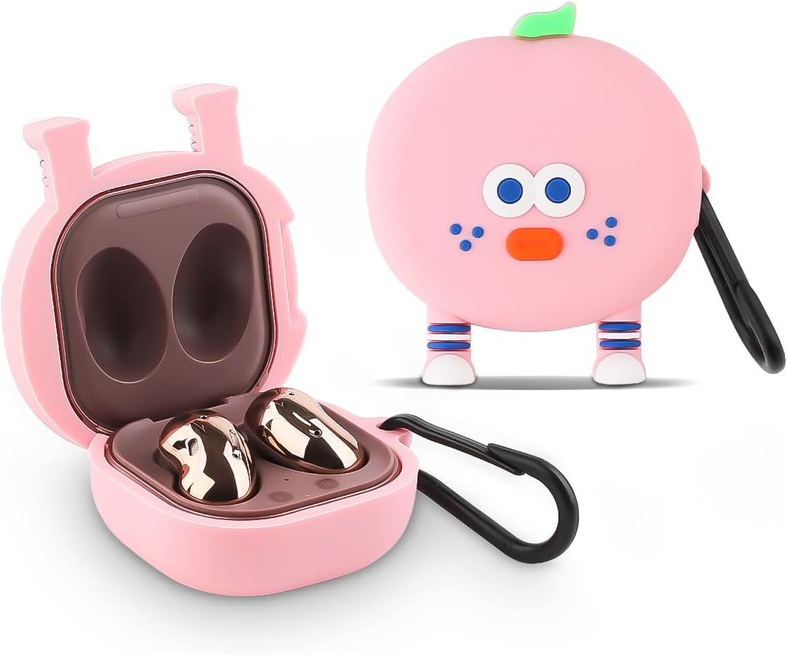 Suublg Silicone Cartoon Earbuds Case Protective Cover with Keychain Fit Designed for Samsung Galaxy Buds2 Pro (2022) /Galaxy Buds 2 (2021) /Galaxy Buds Pro (2021) /Galaxy Buds Live (2020)  Suublg SaumPink  
