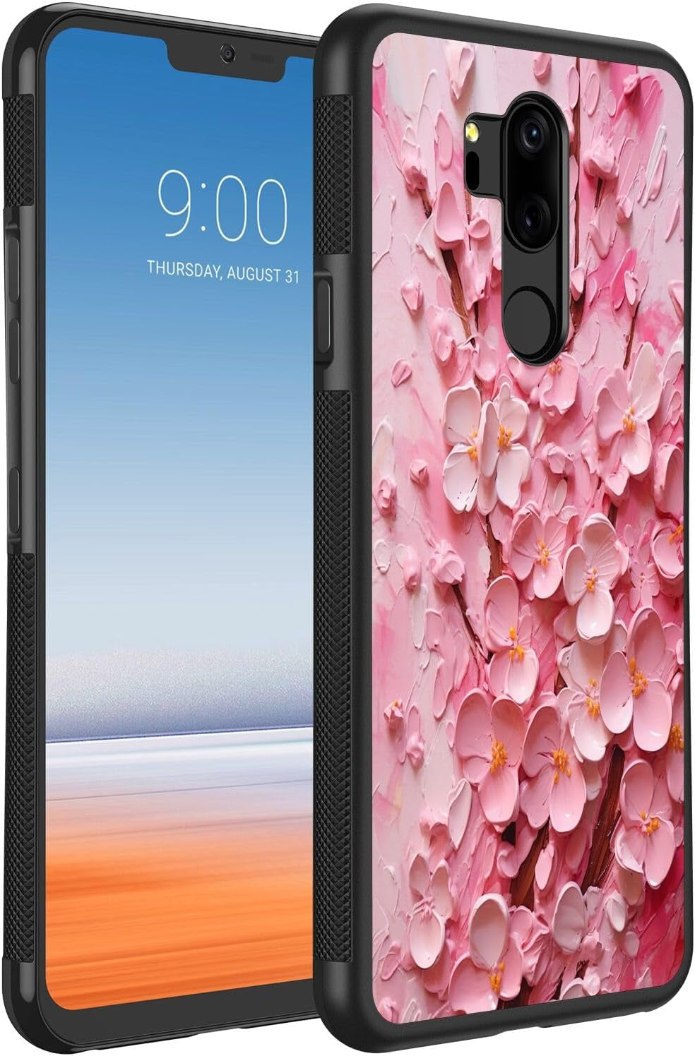 DAFEI Phone Case Compatible with LG G7 Thinq Sakura Designer Art073 Black Frame Shockproof and Slim Rubber TPU Material with Uniqe Design  MINGSHUOSY   