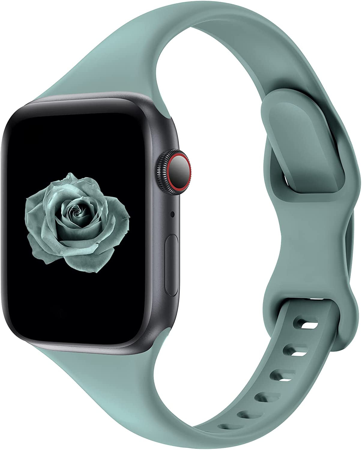 Acrbiutu Bands Compatible with Apple Watch 38Mm 40Mm 41Mm 42Mm 44Mm 45Mm 49Mm, Slim Thin Narrow Replacement Silicone Sport Strap Wristbands for Iwatch Series Ultra 8/7/6/5/4/3/2/1 SE Women Men  Acrbiutu Cactus 42/44/45/49mm 