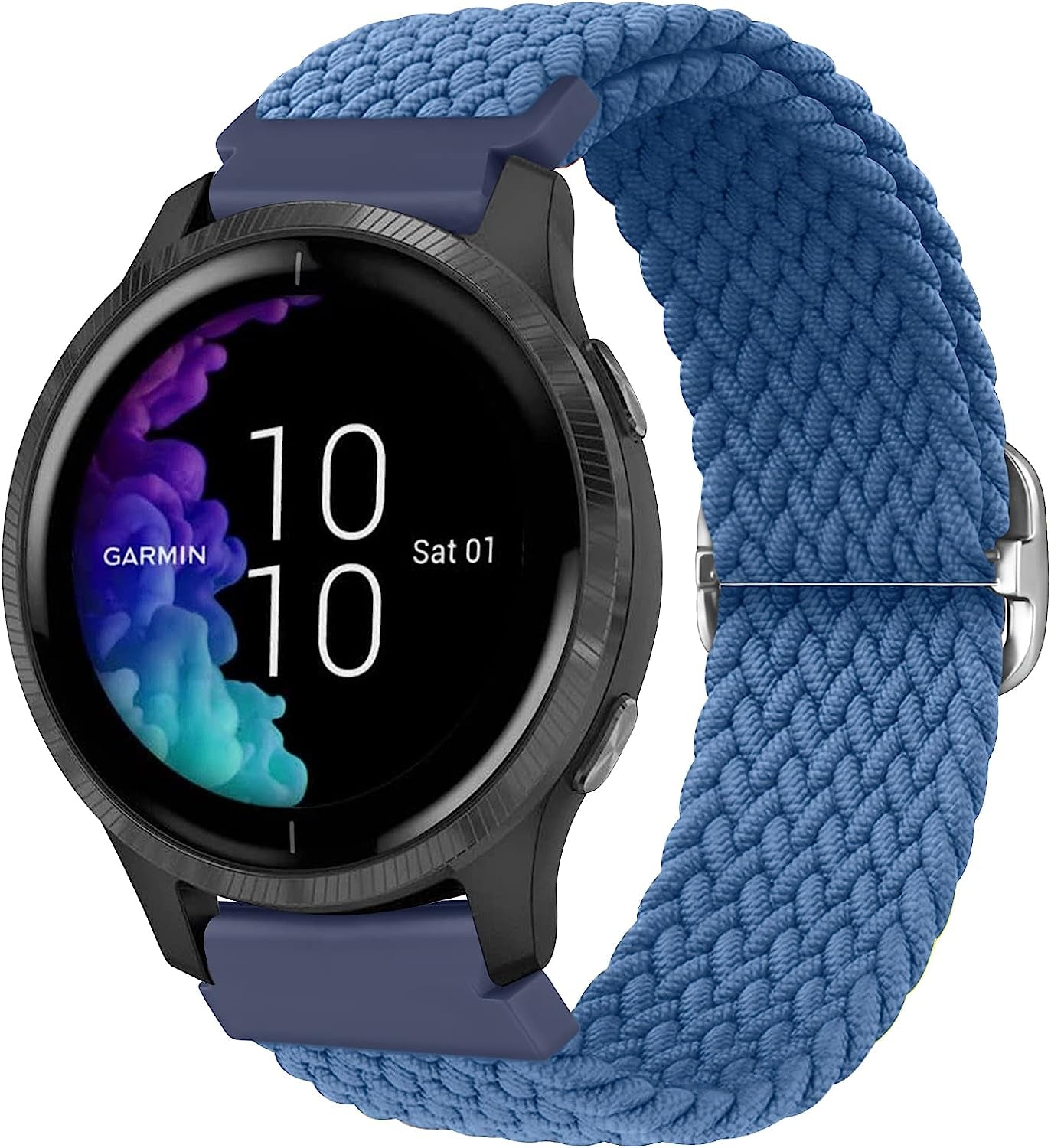 Wanme Bands for Garmin Venu / Vivoactive 3 Watch Band, 20Mm Adjustable Braided Elastic Replacement Wristband Strap for Garmin Venu Sq, Vivoactive 3 Music, Forerunner 645 / 245 Music, Samsung Galaxy Watch 4  Wanme Blue  