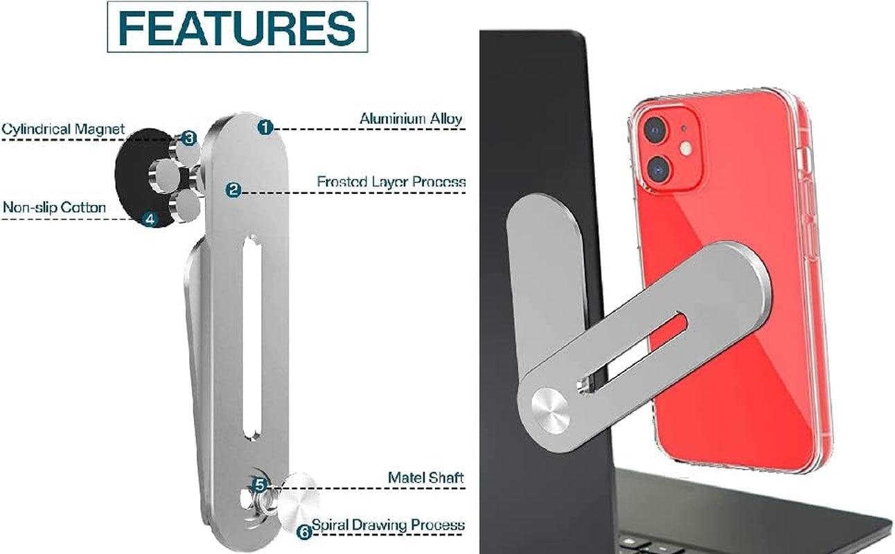 REYPAZ Adjustable Laptop Side Mount Clip, Phone Holder for Laptop - Laptop Stand Computer Monitor Expansion Bracket Compatible with All Cell Phones  REYPAZ   