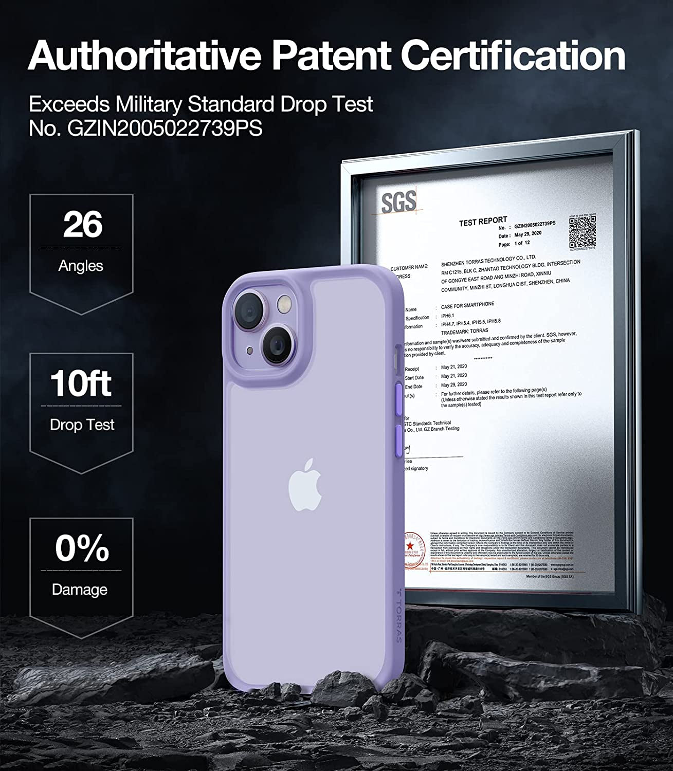 TORRAS Shockproof Designed for Iphone 14 Case [10FT Military Drop Protection][Sleek Premium Touch] Case for Iphone 14 Phone Cases with Translucent Back & Soft Edge Slim Silicone Cover, Purple  TORRAS   