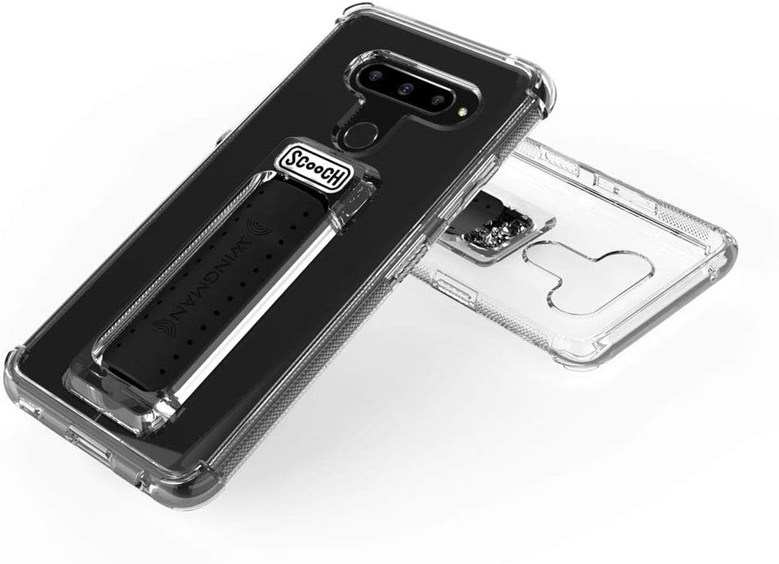 Scooch Wingman | Kickstand Case for LG V40 Thinq [10 Ft Drop Protection] [Two-Way Stand] Shockproof Protective Cover & Compatible with Magnetic Car Mounts (Clear)  Scooch   