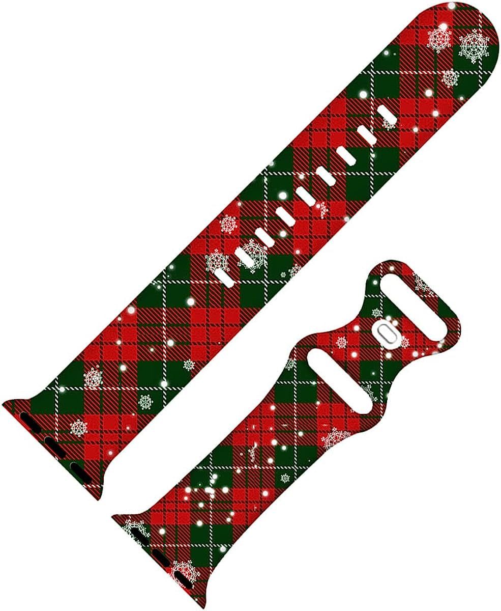 BACDOILQ Christmas Thanksgiving Watch Band Smartwatch Replacement Compatible with Watch 38Mm 40Mm 41Mm 42Mm 44Mm 45Mm Silicone Strap for Watch Series 7/6/5/4/3/2/1/SE  BACDOILQ   