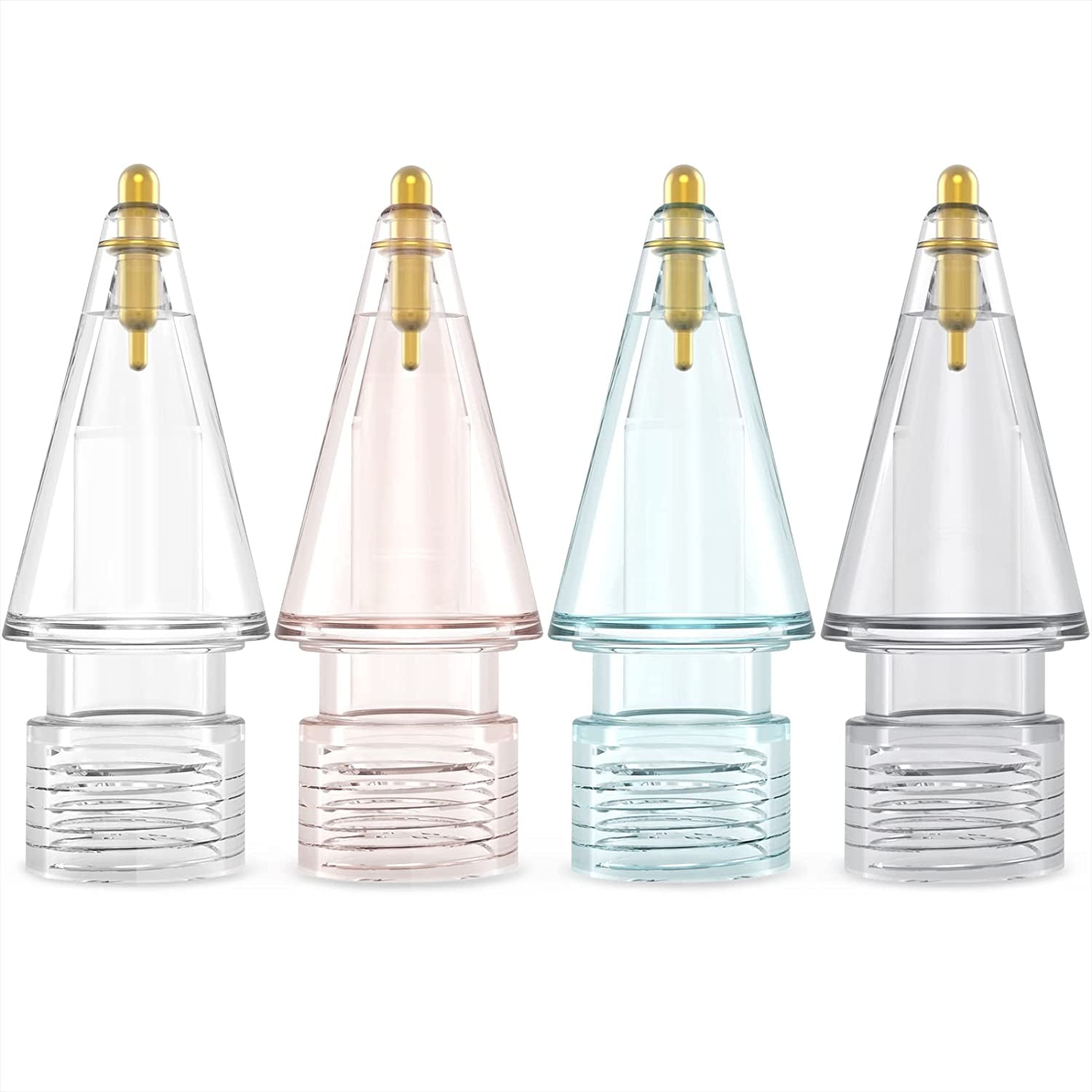 NIUTRENDZ 4 Pack Replacement Tips for Apple Pencil 2Nd Generation and 1St Generation Fine Point Metal Tip, Wear-Resistant & Precise Control (1.95Mm, Clear + Pink + Blue + Grey)  NIUTRENDZ 1.05mm - Clear, Pink, Blue and Grey 1.05mm 