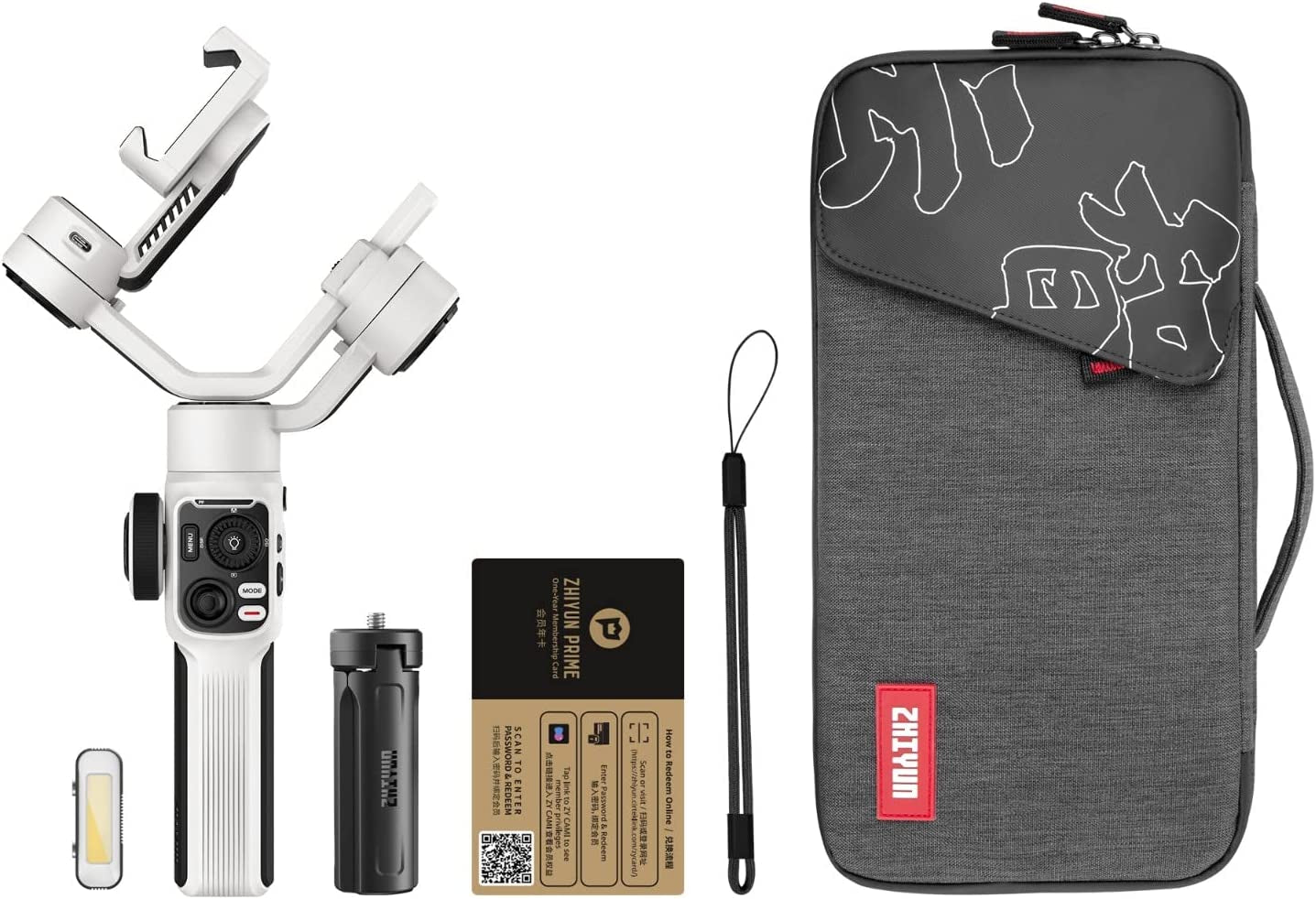 Zhiyun Smooth 5S Combo White Gimbal Stabilizer for Smartphone Iphone 14 13 12 11 X 8 Pro Max plus Samsung Android for Youtube Tiktok Vlogging Zhiyun Smooth 5 Phone Gimbal Upgraded+1Pcs Mini LED Light  Zhiyun   