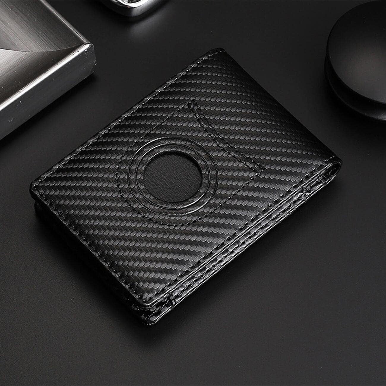 WOWOLAY Carbon Fiber Front Pocket Wallet for Men Bi-Fold RFID Blocking Leather Money Card Holder Ideal Men'S Wallet Compatible with Airtag W - 7017  WOWOLAY   