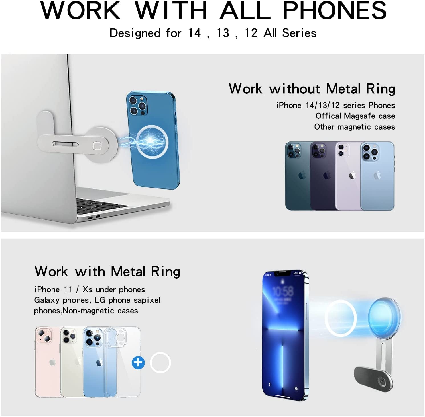 Cham-X Magnetic Phone Holder for Laptop, Adjustable and Foldable Computer or Car Monitor Side Mount, Portable Magsafe Bracket Compatible with Iphone 14/13/12 Series  Cham-X   