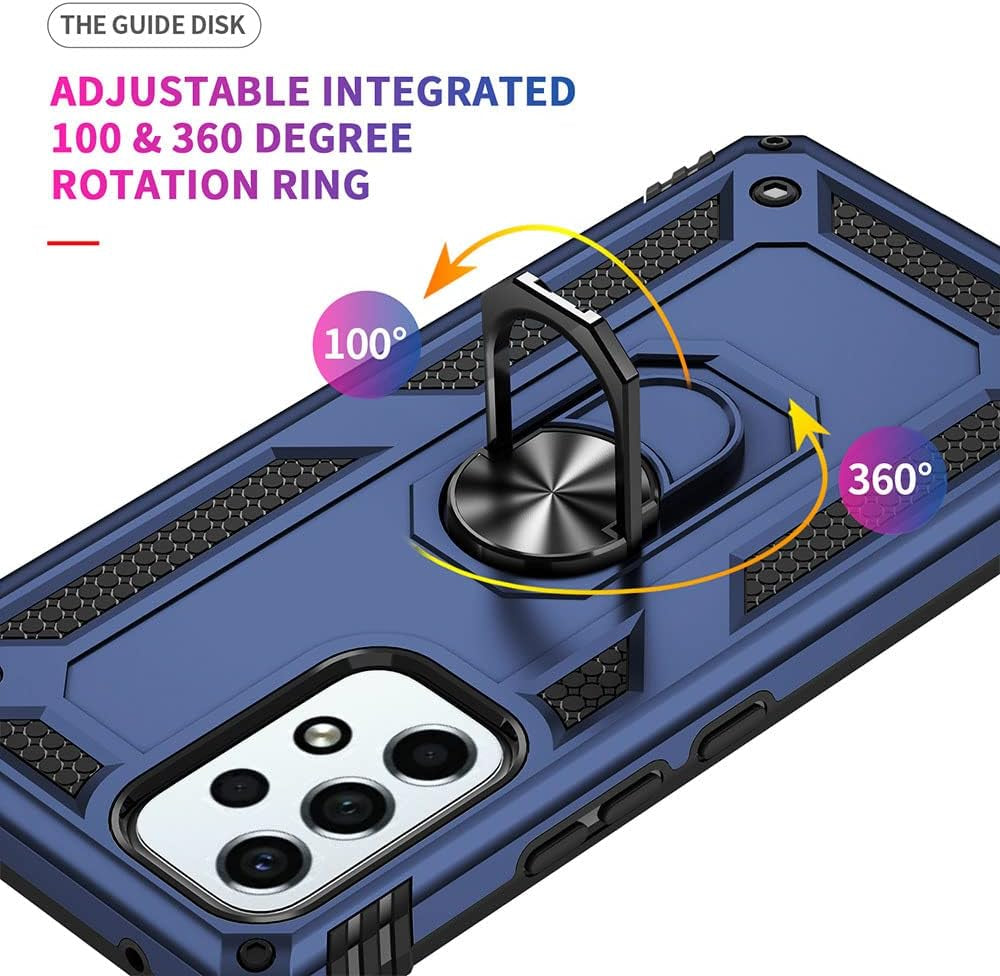 For Samsung A53 5G Case, Galaxy A53 5G Case with HD Screen Protector, [Military Grade 16Ft. Drop Tested] Ring Shockproof Protective Phone Case for Samsung Galaxy A53 5G,Blue  Yanmen   