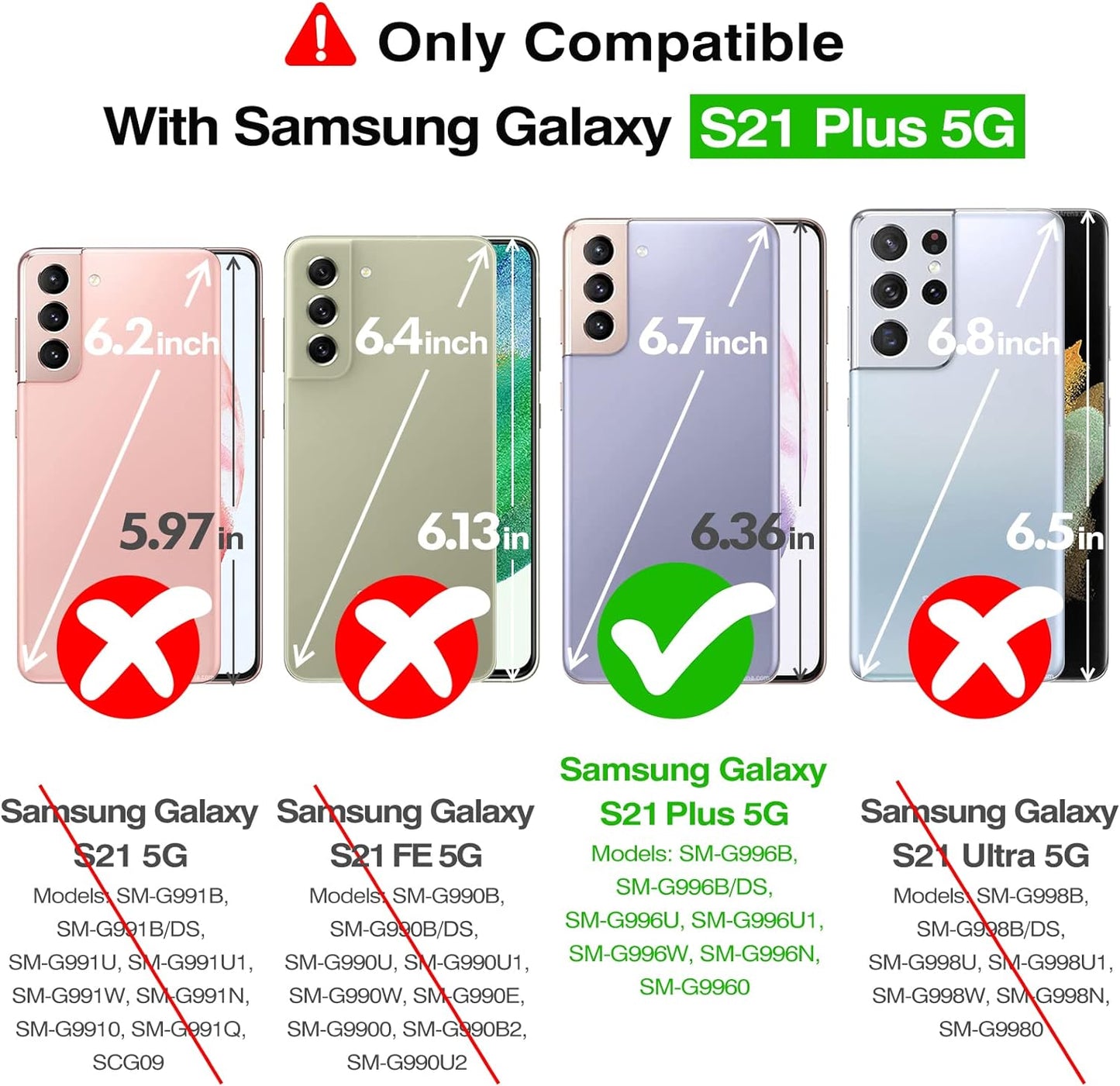 Rayboen Case for Galaxy S21+ plus 5G with Screen Protector Soft(2Pcs), Crystal Clear Designed Shockproof Phone Case, Hard PC Back Soft TPU Frame Slim Transparent Cover for Samsung Galaxy S21+ Plus  Rayboen   