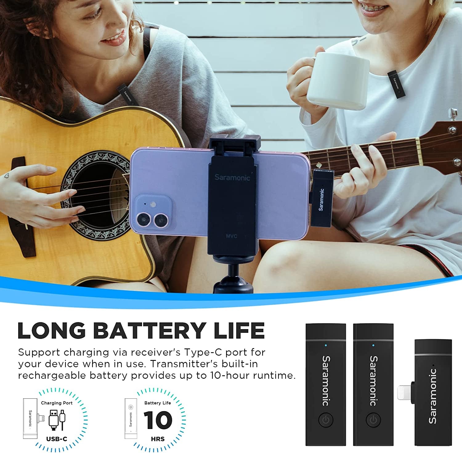 Saramonic Wireless Lavalier Microphone for Iphone Ipad 2.4Ghz Clip on Lapel Condenser Mic Plug and Play Mini for Interview Streaming Recording Video Podcast Vlog Youtube Sr-Blink Go-D2 (TX+TX+RX)  Saramonic   