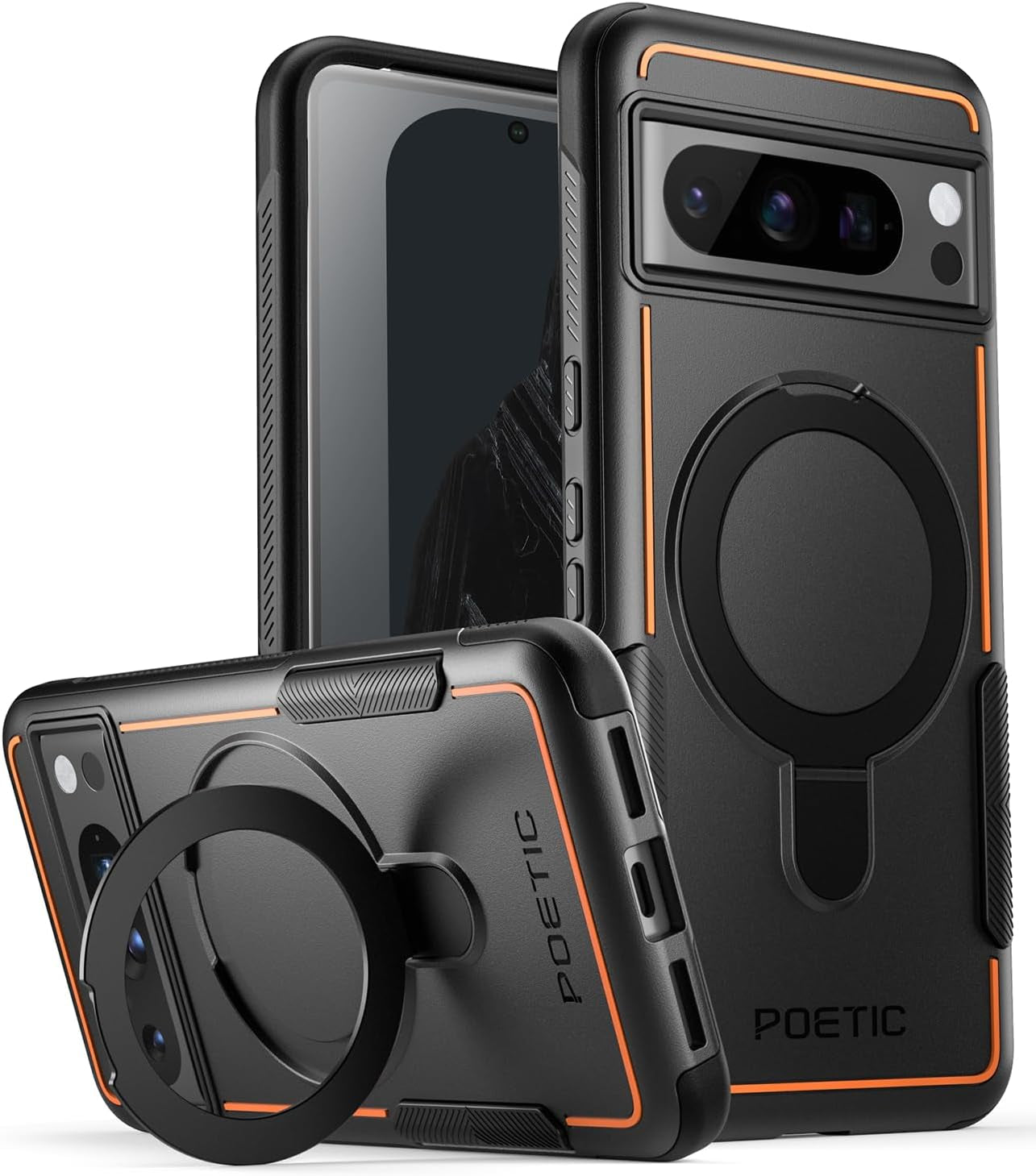 Poetic Neon Magpro Case Designed for Google Pixel 8 Pro 5G 6.7 Inch,[Compatible with Magsafe] Dual Layer Heavy Duty Tough Rugged Shockprotective New Cover, Magnetic Ring Stand, Black  Poetic   