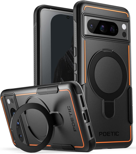 Poetic Neon Magpro Case Designed for Google Pixel 8 Pro 5G 6.7 Inch,[Compatible with Magsafe] Dual Layer Heavy Duty Tough Rugged Shockprotective New Cover, Magnetic Ring Stand, Black  Poetic   
