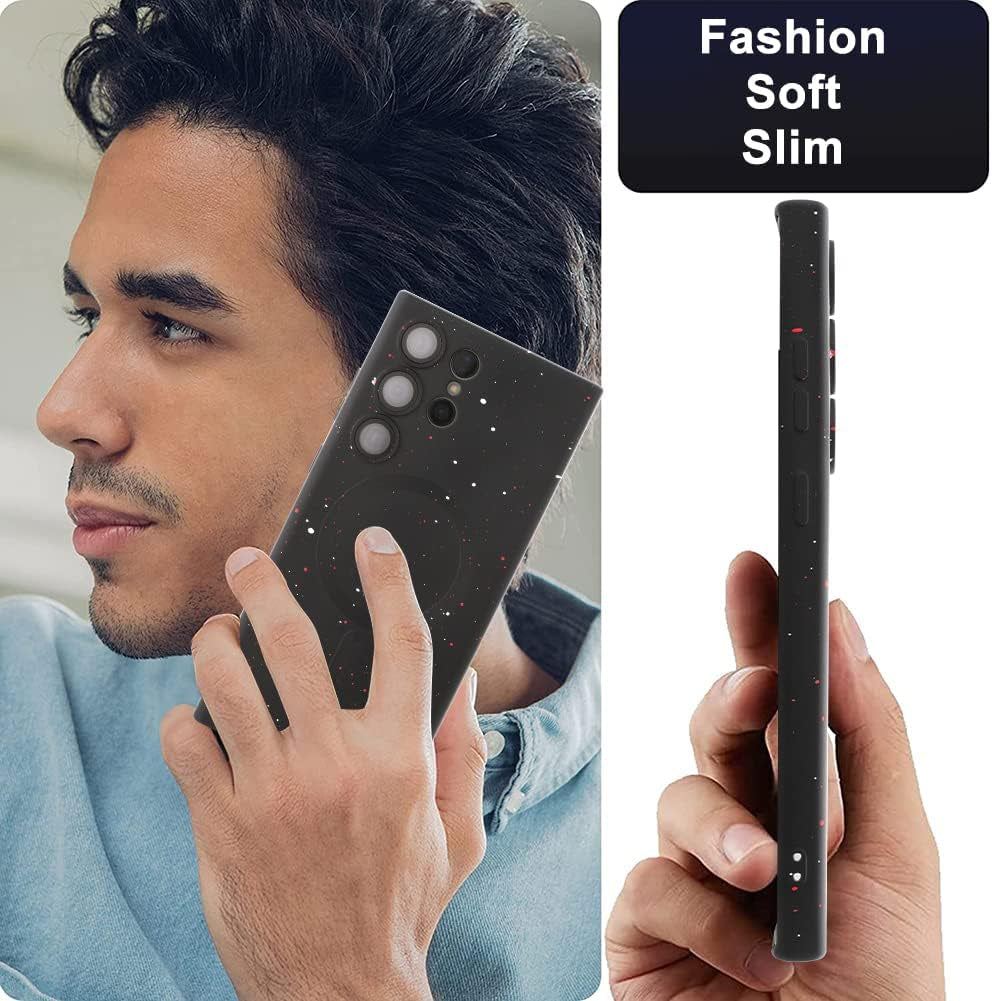 LEOMAKRON for Samsung Galaxy S22 Ultra Case Magnetic Silicone Case Compatible with Magsafe Shiny Spot S22 Ultra Soft Silicone Gel Rubber Bumper Magnetic Case Shockproof Case Black  LEOMAKRON   