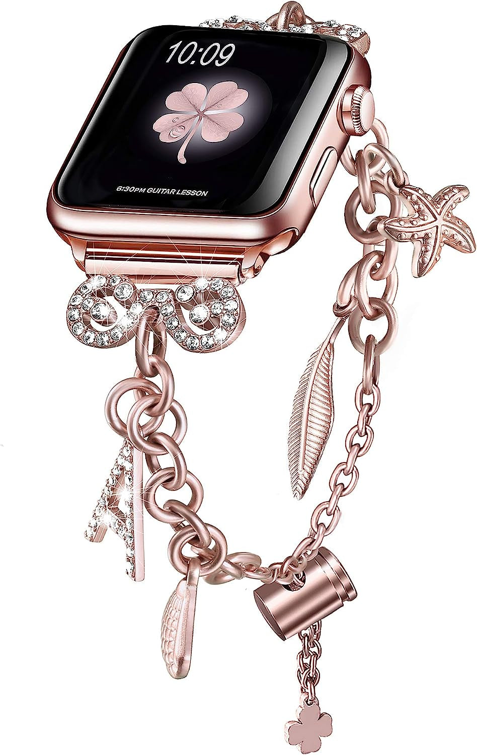 Secbolt Bling Bands Compatible with Apple Watch Bands 38Mm 40Mm 41Mm 42Mm 44Mm 45Mm Iwatch Series 8/7/6/5/4/3/2/1/SE, Women'S Interchangeable Charms Adjustable Bracelet  Secbolt   