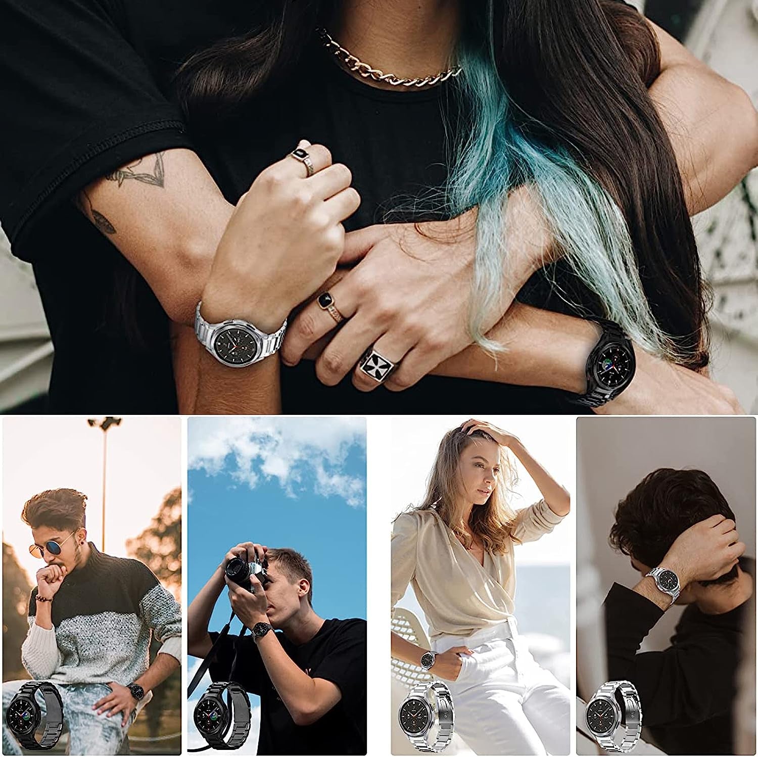 Z.Duduzaza 20Mm Strap Compatible for Samsung Galaxy Watch 4 Band, Galaxy Watch 5, 40Mm 44Mm, Stainless Steel Watch Quick Release Watch Bands Fit Galaxy Watch 4 Classic 42Mm 46Mm/Galaxy Watch Active 2 40Mm/44Mm  Z.DuDuZAZA   