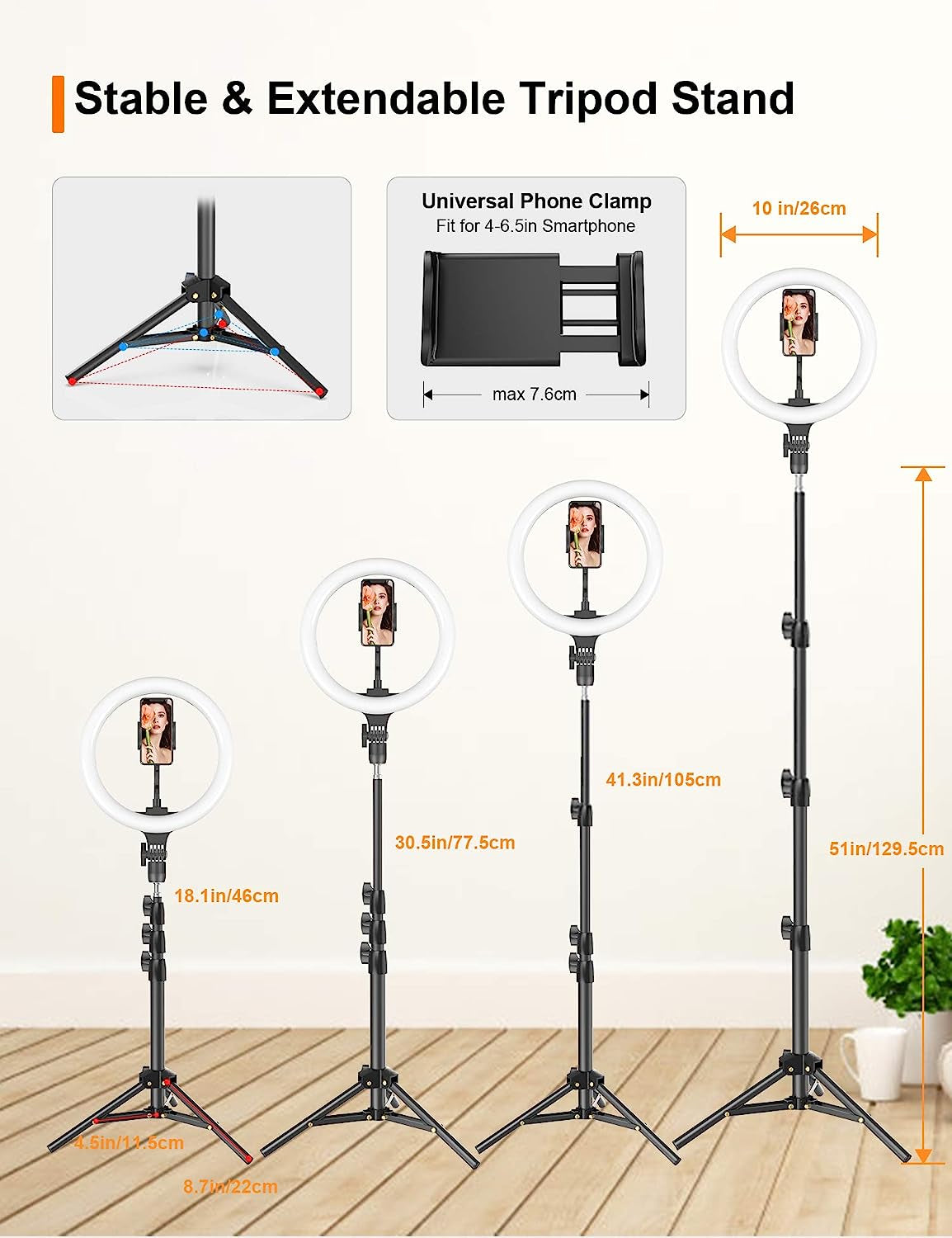 10.2" Selfie Ring Light with Tripod Stand & Phone Holder, Tryone LED Circle Light Halo Light for Video Recording/Makeup/Photography/Live Stream/Vlog  Winbywin   