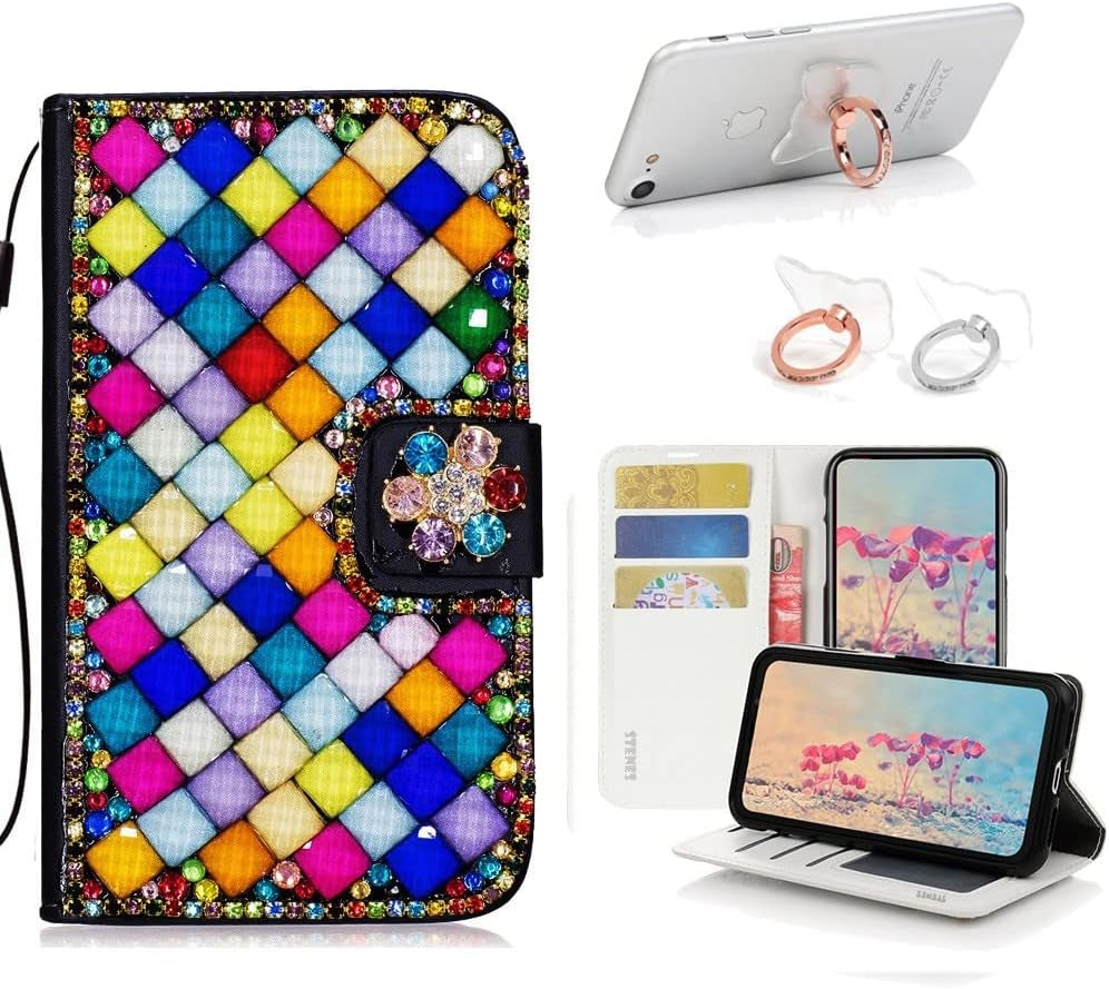 STENES Bling Wallet Case Compatible with LG V40 Thinq - Stylish - 3D Handmade Sexy Girls Bag High Heel Lips Leather Cover with Ring Stand Holder [2 Pack] - Pink  STENES Square Lattice Bowknot / Deep Multicolor Design For Samsung Galaxy S22 Case 