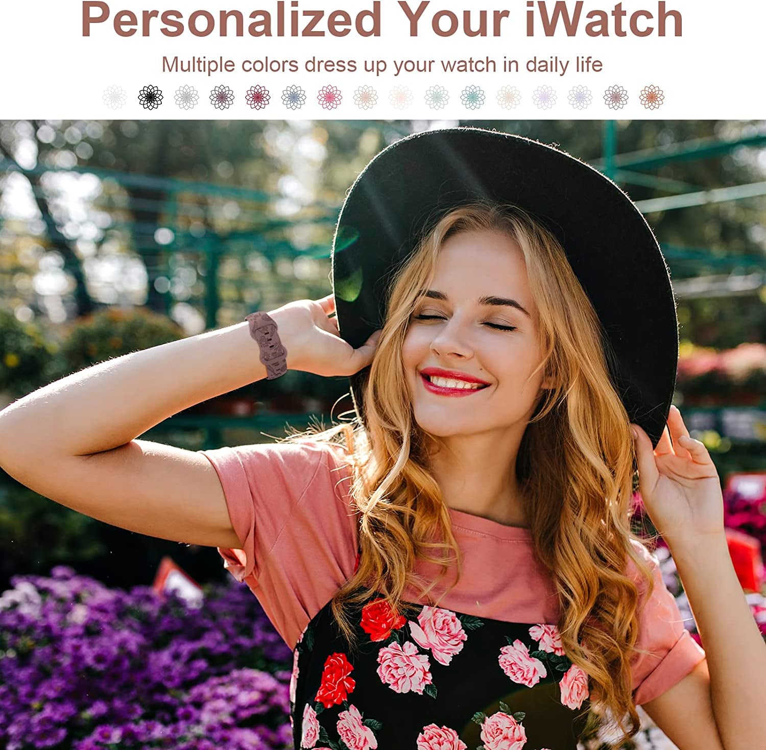 Keebowz 4 Pack Flower Engraved Silicone Band Compatible with Apple Watch Band 38Mm 40Mm 41Mm 42Mm 44Mm 45Mm 49Mm, Women Soft Floral Strap Sport Wristbands for Iwatch Series 8/7/6/5/4/3/2/1/Se/Ultra  Keebowz   