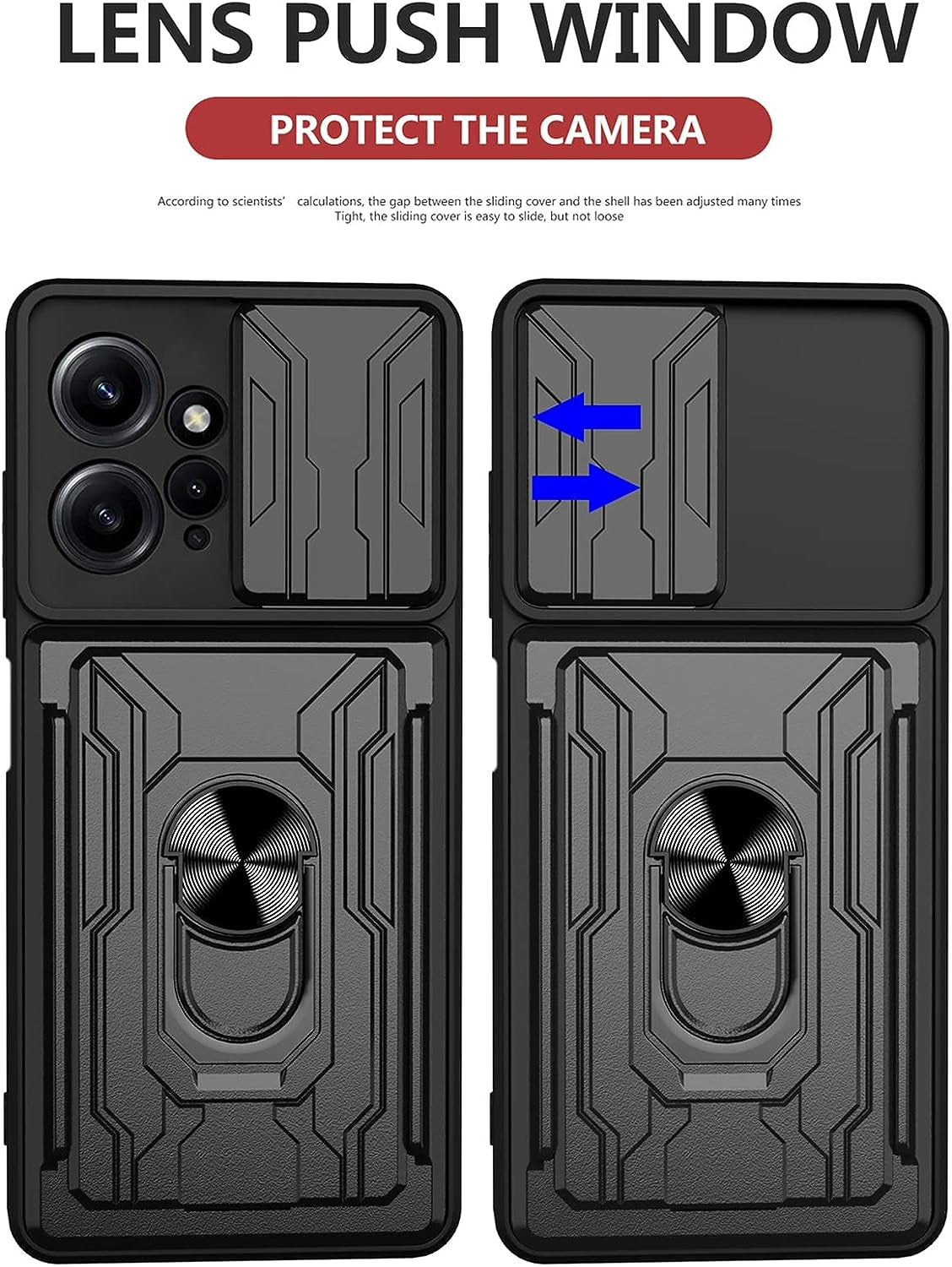 Ysnzaq Military Heavy Duty Shockproof Case for Xiaomi Redmi Note 12 4G (Not 5G), Sliding Window Lens Protective Phone Cover with Card Slot for Xiaomi Redmi Note 12 4G LJ Green  Ysnzaq   