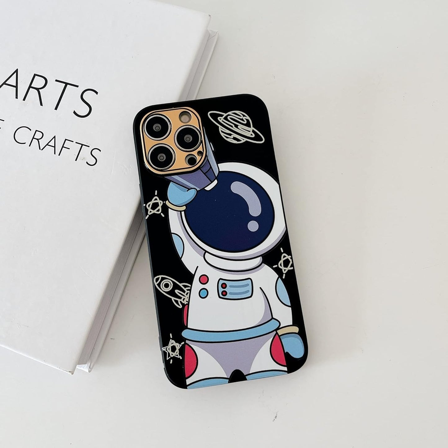 Yonds Queen for Iphone 12 Mini Cute Case, Cool Cartoon Astronaut Space Design Stylish Bumper Women Girls Protective Anti-Slip Shockproof Fashion Creative Case (Black Telescope, Iphone 12 Mini)  Yonds Queen   