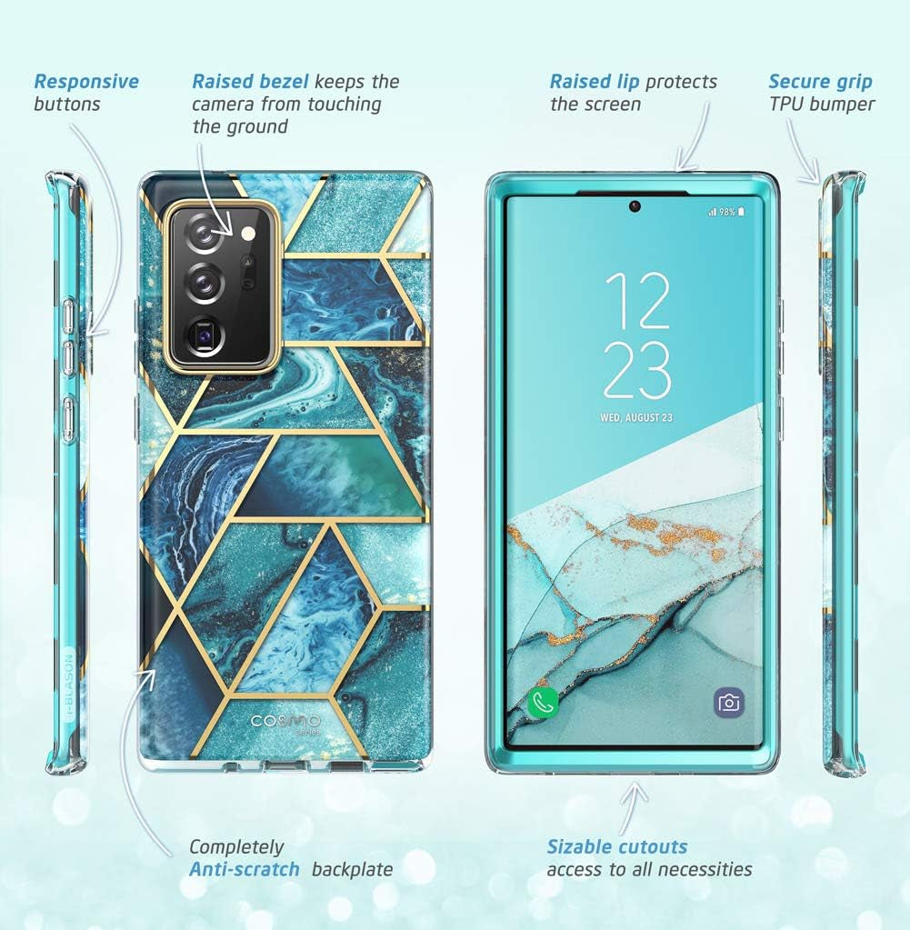 I-Blason Cosmo Series Protective Bumper Case for Galaxy Note 20 Ultra (2020 Release), Marble Ocean  i-Blason LLC   