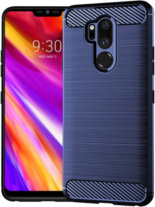 SNOSHO for LG G7 Thinq Case,Slim Thin Silicone Soft Skin Flexible TPU Rubber Carbon Fiber Anti-Scratch Shockproof Protective Cases Cover for LG G7,Brushed Blue  SNOSHO   