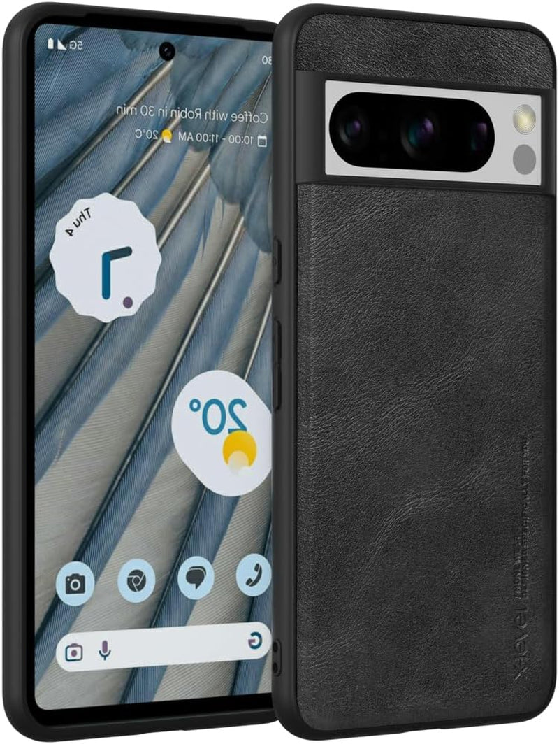 X-Level Google Pixel 8 Pro Case, Thin Slim Premium PU Leather Soft TPU Bumper Shockproof Protective Phone Cover for Google Pixel 8 Pro 2023 (Brown)  X-level Black  