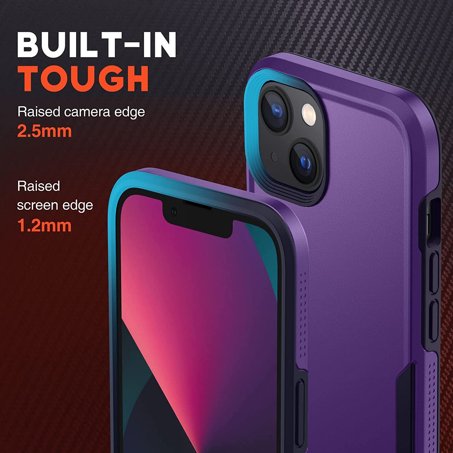 NTG Shockproof Designed for Iphone 13 Case [2 Layer Structure Protection] [Military Grade Anti-Drop] Lightweight Shockproof Protective Phone Case for Iphone 13 6.1 Inch, Dark Violet  NTG   