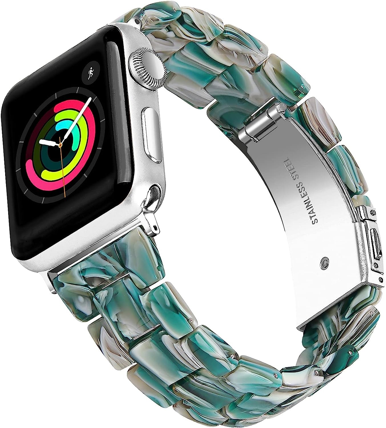 NYENEIL Compatible with Apple Watch Band 38Mm 40Mm 41Mm 42Mm 44Mm 45Mm Ultra 49Mm for Iwatch SE Lightweight Resin Wristband Bracelet Strap Series 8 7 6 5 4 3 2 1 Mens Womens  NYENEIL Dark green 38MM/40MM/41MM 