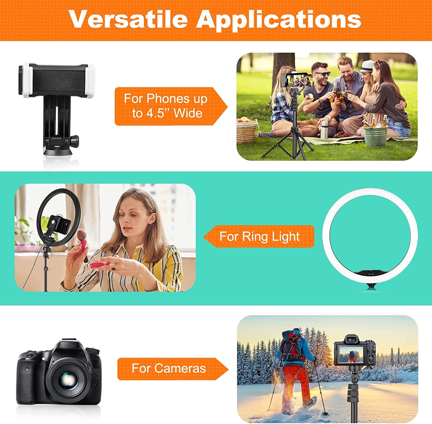 Ubeesize 12'' Ring Light with 62'' Selfie Stick Tripod, LED Ring Light with Stand and Phone Holder for Recording/Makeup/Youtube/Tik Tok, Compatible with Cell Phone, Camera  UBeesize   