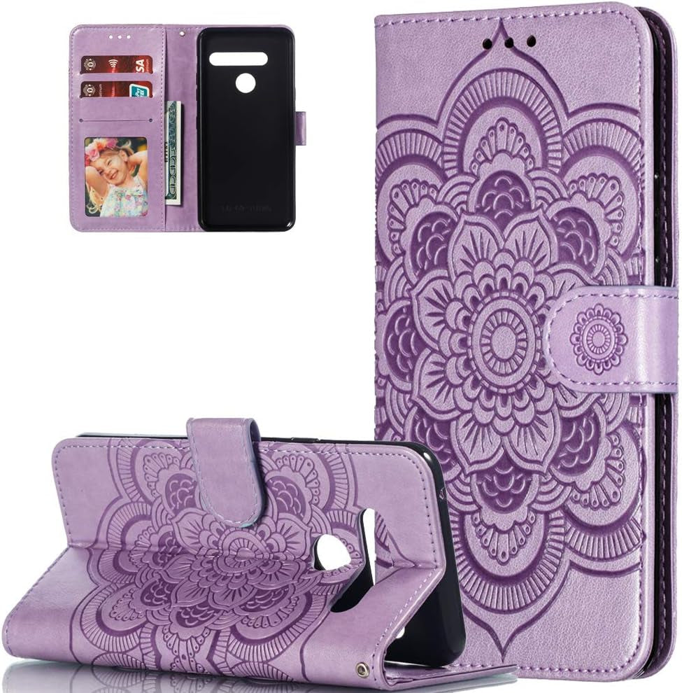 Asdsinfor LG G8 Case Full Stylish Advanced Embossing Wallet Case Credit Cards Slot with Stand for PU Leather Shockproof Flip Magnetic Case for LG G8 / G8S / G8 Thinq Sunflower Black LD  Asdsinfor Ld: Purple  