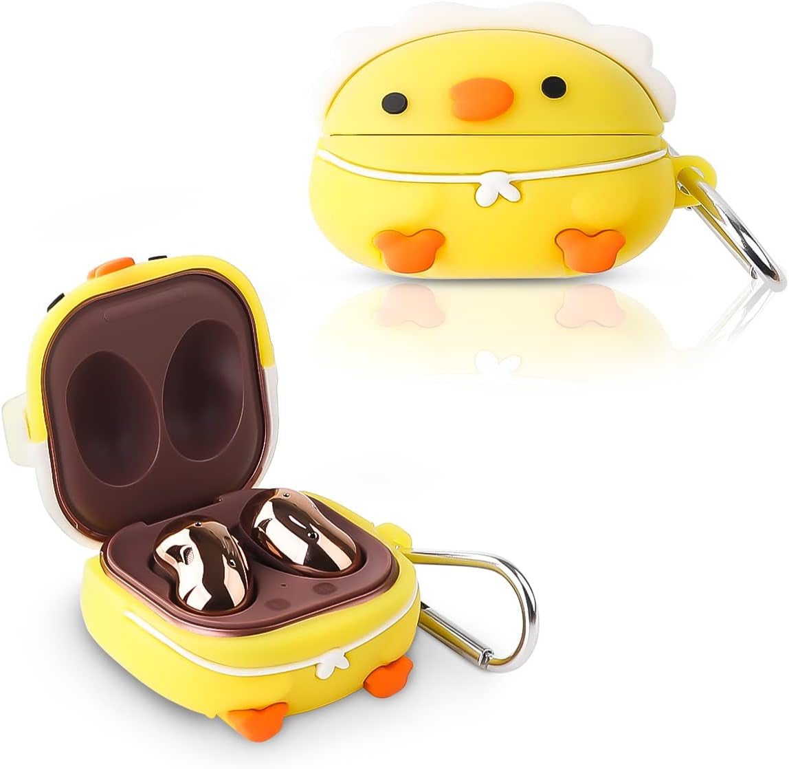 Fit Designed for Samsung Galaxy Buds2 Pro (2022) /Galaxy Buds 2 (2021) /Galaxy Buds Live (2020) /Galaxy Buds Pro (2021), Suublg Silicone Charging Case Protection Cover with Keychain  Suublg YellowChicken  