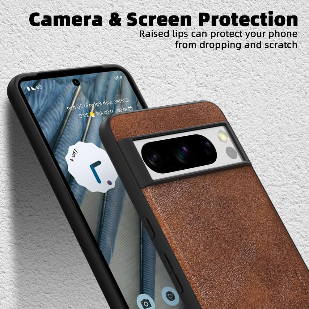 X-Level Google Pixel 8 Pro Case, Thin Slim Premium PU Leather Soft TPU Bumper Shockproof Protective Phone Cover for Google Pixel 8 Pro 2023 (Brown)  X-level   