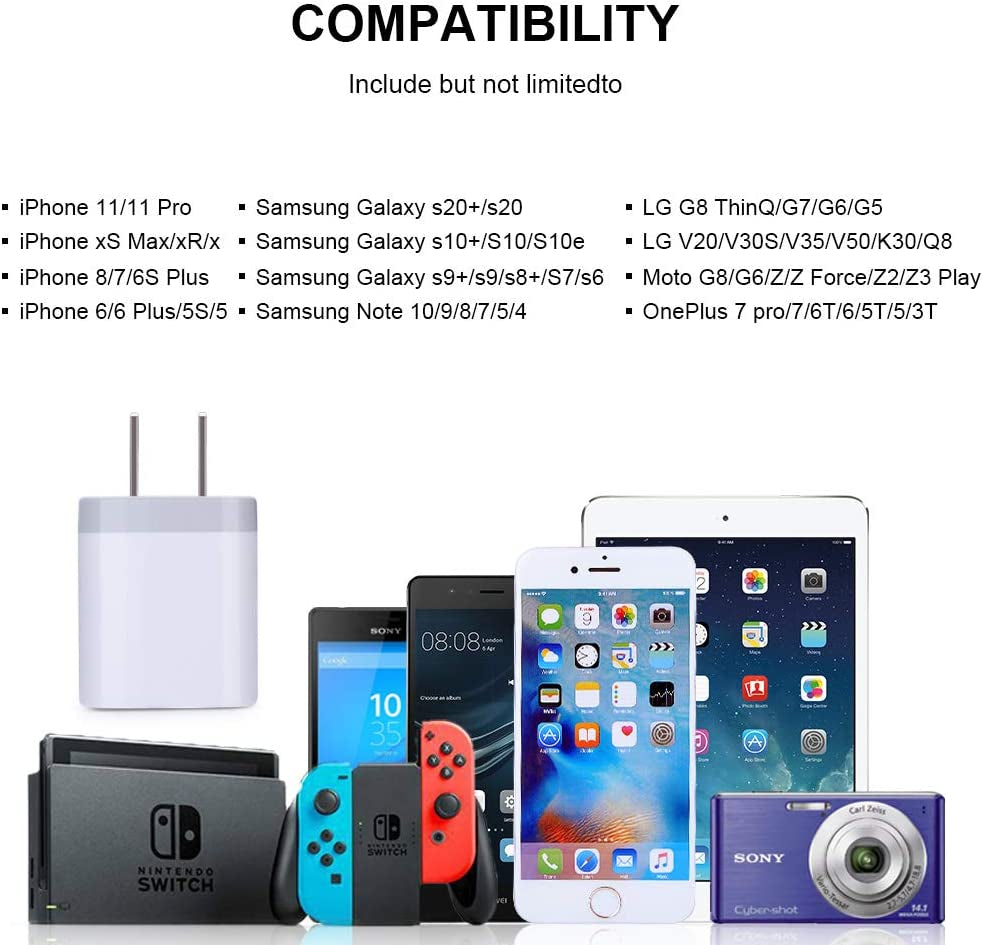 USB Plug, USB Wall Charger 3 Pack, Gigreen Dual Port USB Electrical Plug Cube 5V 2.1A Charging Block USB Outlet Plugs Compatible Iphone 11 XS X 8 7, LG V30 G8, Samsung S20 S10+ S9 S8 Note 9 8, Moto G6  Shenzhen Putuo Technology Co.,Ltd   