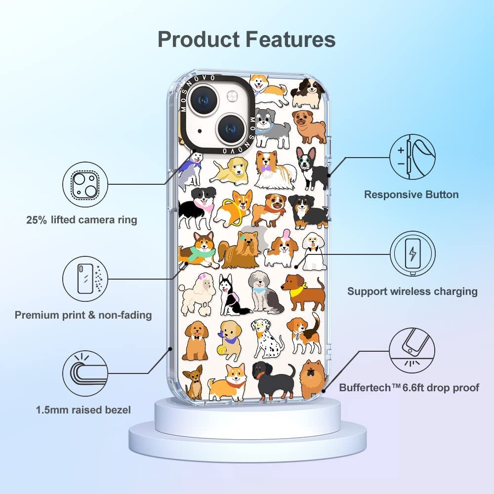 MOSNOVO Compatible with Iphone 14 Case, [Buffertech 6.6 Ft Drop Impact] [Anti Peel off Tech] Clear TPU Bumper Phone Case Cover with Cute Dog Designed for Iphone 14 6.1"  MOSNOVO   