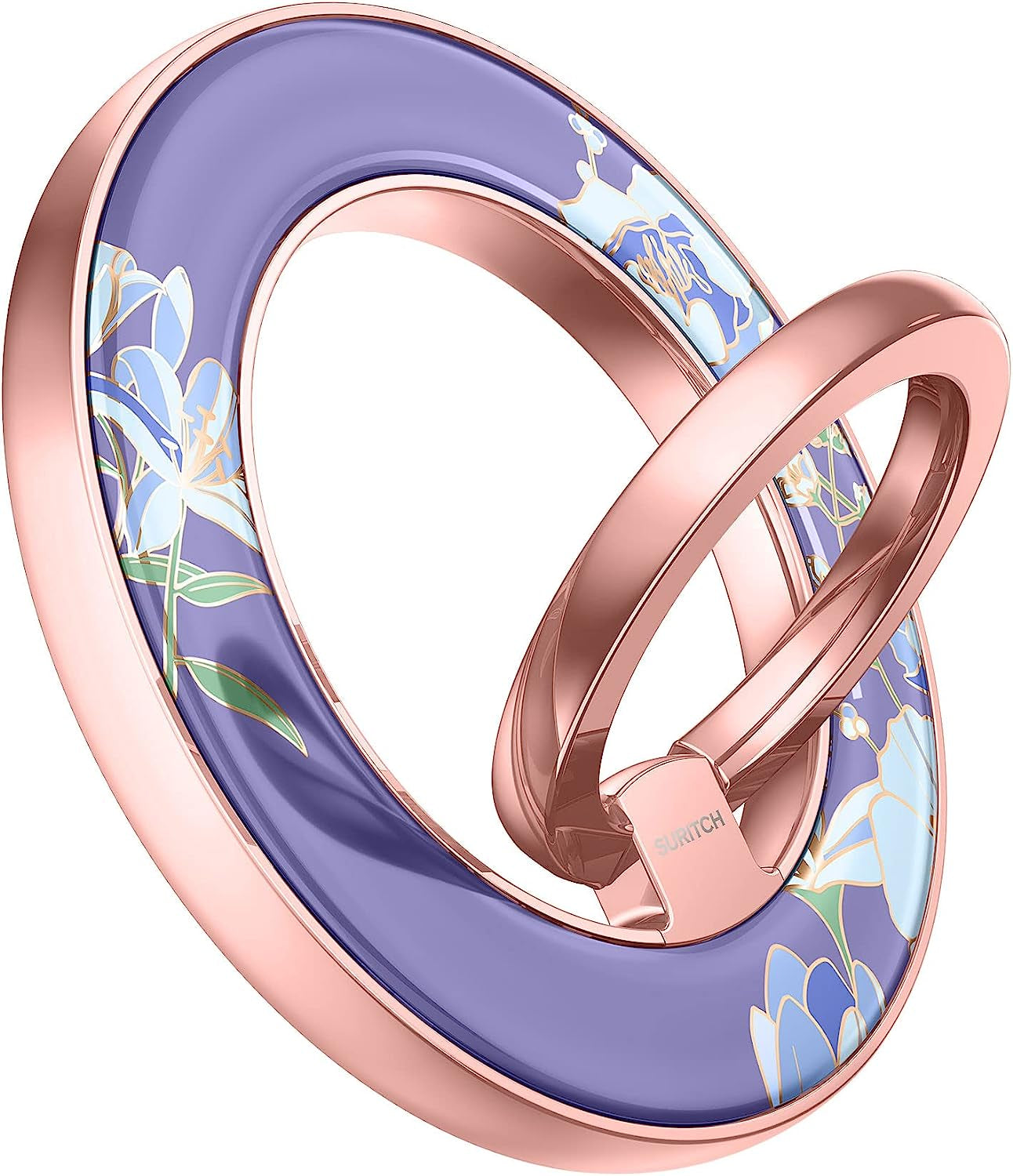 SURITCH Magnetic Cell Phone Ring Holder Grip for Iphone 14/13/12(Pro, Pro Max, Plus, Mini), Finger Grip Folding Adjustable Kickstand for All Magsafe Iphone-Compatibles, Purple Cosmos  SURITCH Blue Lily  