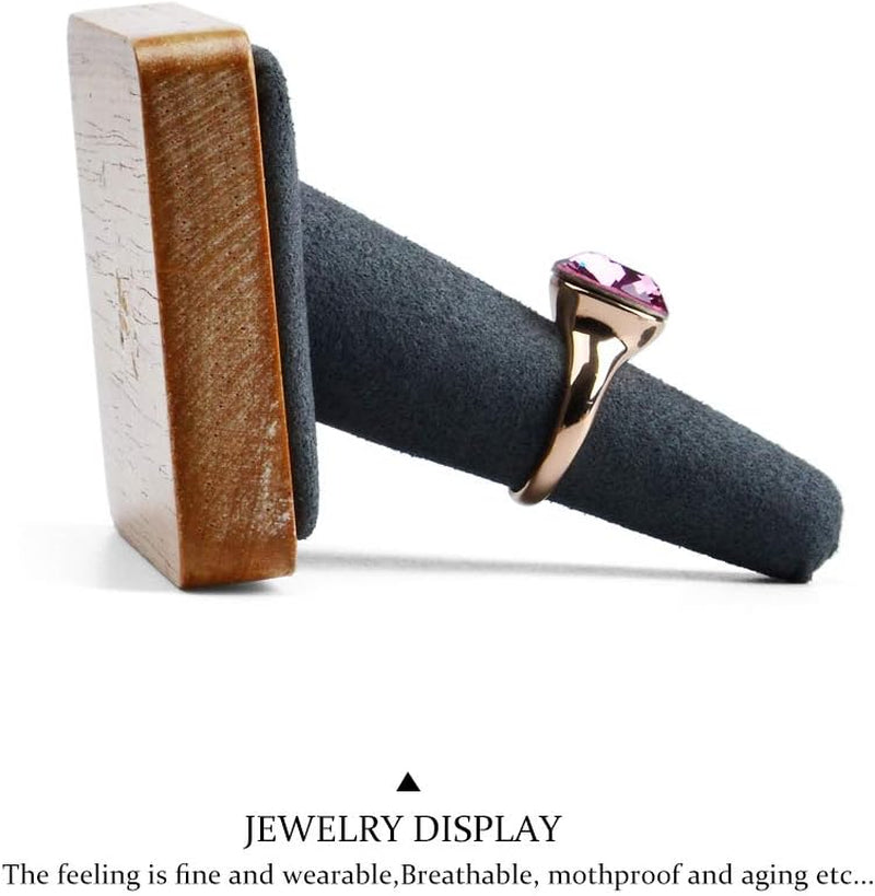 Oirlv Single Finger Wooden Ring Display Stand Jewelry Showcase Display Holder (Grey)  Oirlv   