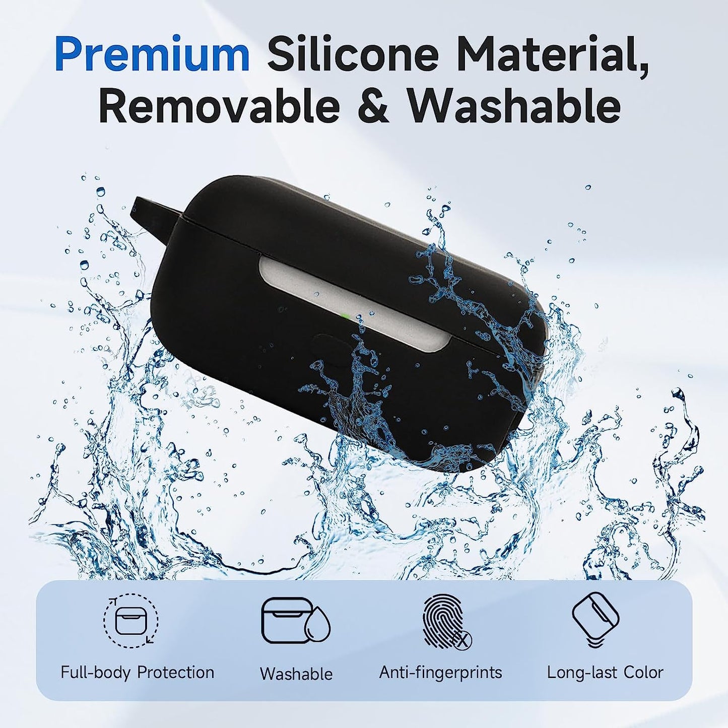 LDSXAY Compatible with Echo Buds 2023 Case Cover, Soft Silicone Shockproof Protective Case Skin for All-New Echo Buds (2023 Release) Charging Case with Carabiner, Front LED Visible (White)  LDSXAY   