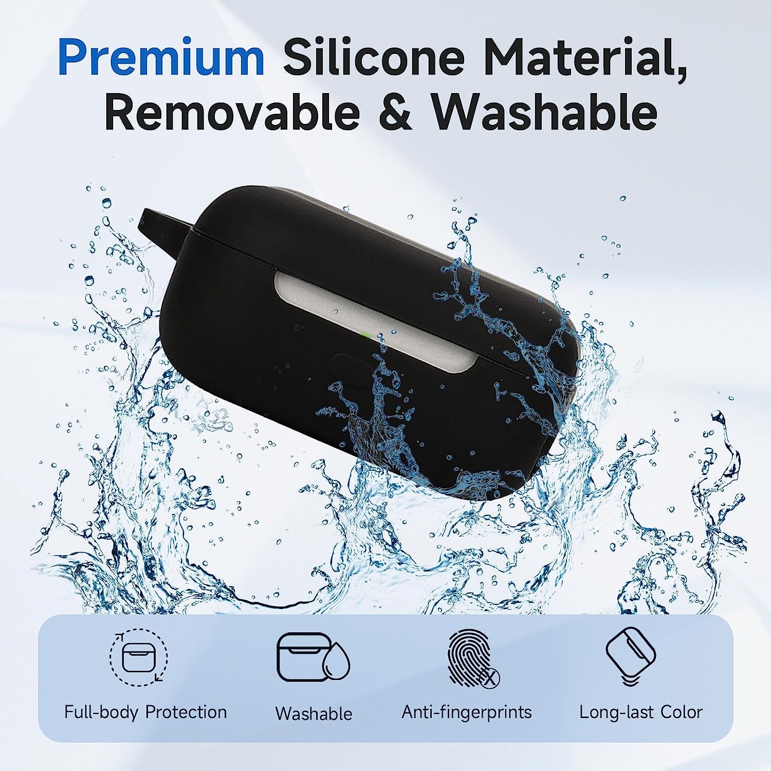 LDSXAY Compatible with Echo Buds 2023 Case Cover, Soft Silicone Shockproof Protective Case Skin for All-New Echo Buds (2023 Release) Charging Case with Carabiner, Front LED Visible (White)  LDSXAY   